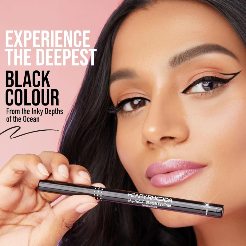Hilary Rhoda Deep Black Sketch Eyeliner | Waterproof | Deep Black Matte Finish | Smudge-Proof & Long-Lasting Eyeliner for Women | Quick Dry | One Stroke Precision Tip | 1.2g thumbnail 3